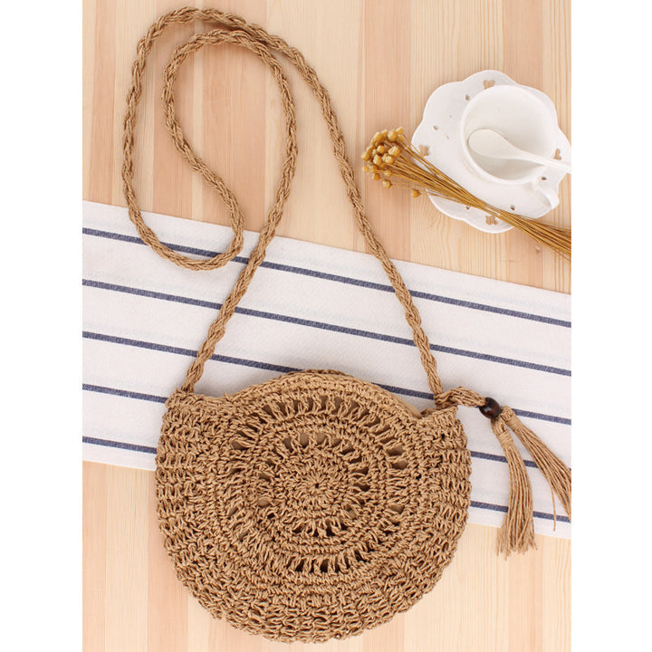 Macrame Crossbody Bag with Decorative Fringes Bowlift