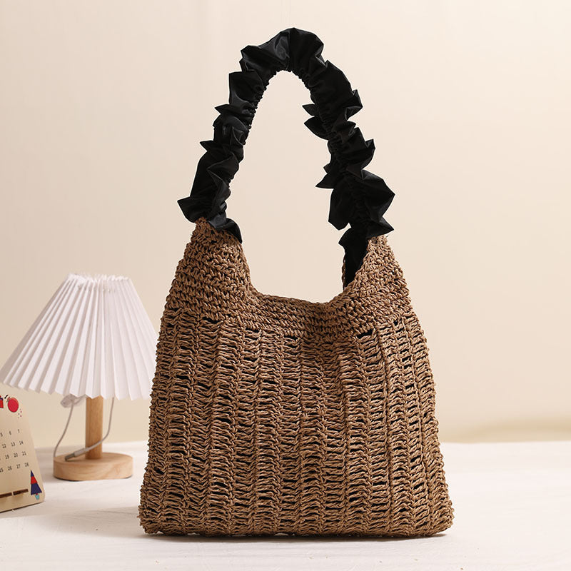 Elegant Handbag with Ruffled Handle Bowlift