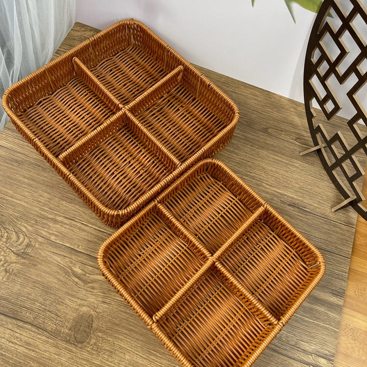 Ladies beef braided serving basket with three compartments Bowlift