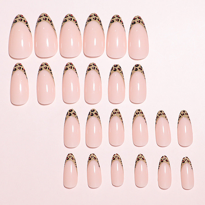 Elegant Leopard-Trimmed Press-On Nails Bowlift