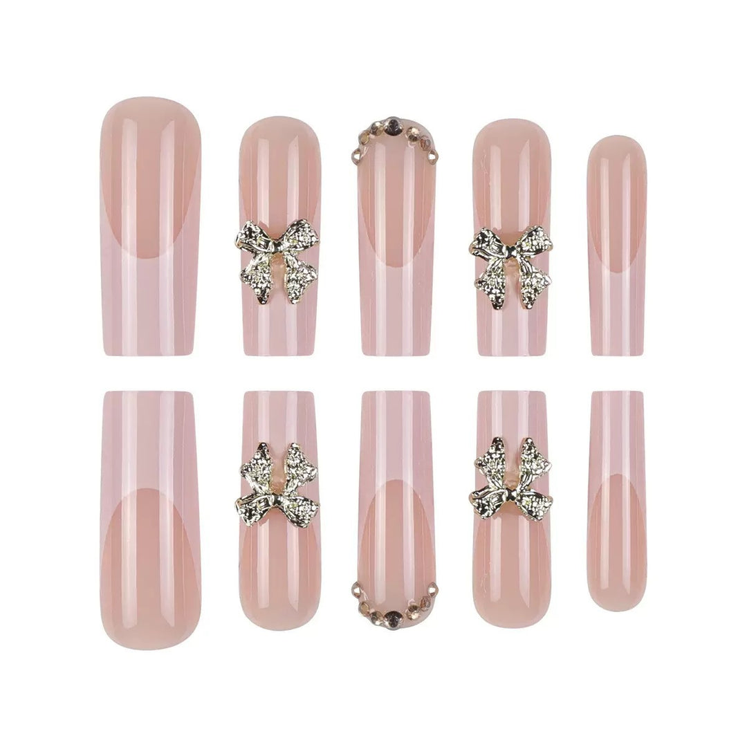 Artificial nail tips with glamorous flower embellishments Bowlift