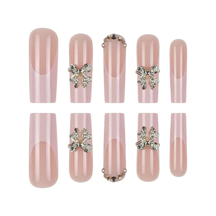 Artificial nail tips with glamorous flower embellishments Bowlift