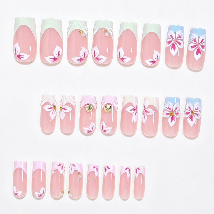 3D Floral Design Press-On Nail Art Bowlift