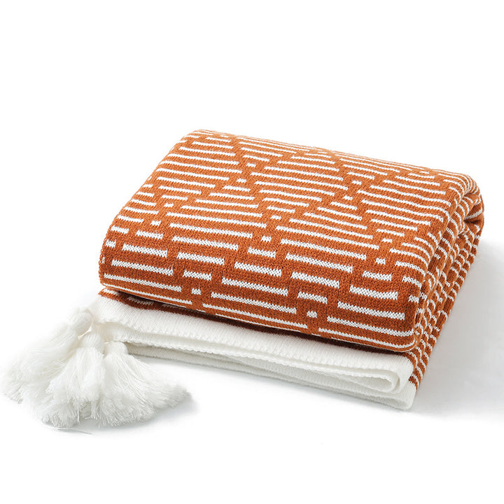 Women's knitted blanket with geometric pattern Bowlift