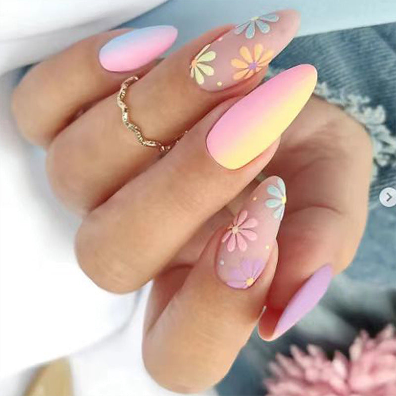 Artistic nail extensions with floral pattern Bowlift