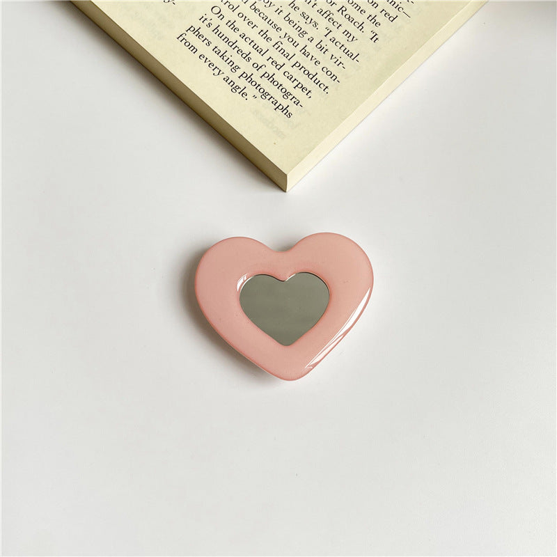 Portable Flower-Shaped Compact Mirror With Acrylic Checkered Frame
