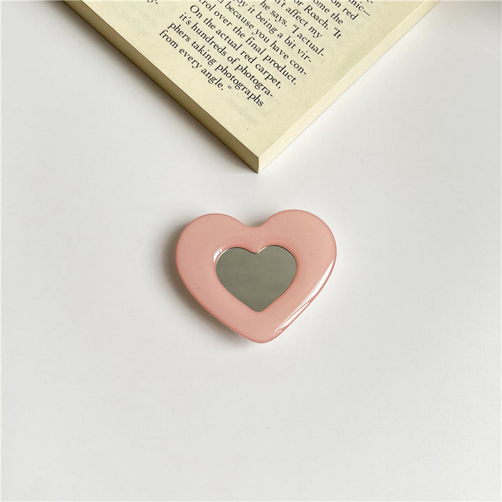 Portable Flower-Shaped Compact Mirror With Acrylic Checkered Frame