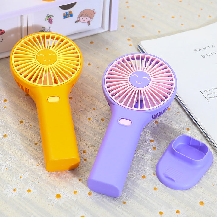 Ladies Portable Hand Fan with Cute Smiley Design Bowlift
