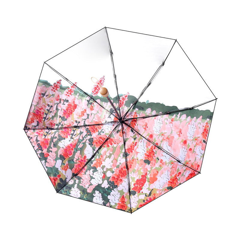 Ladies stylish folding umbrella with floral design and automatic opening mechanism Bowlift