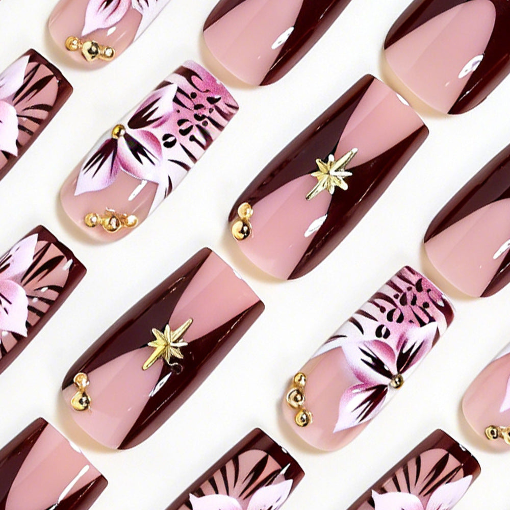 Floral-Accented Stiletto Press-On Nails Bowlift