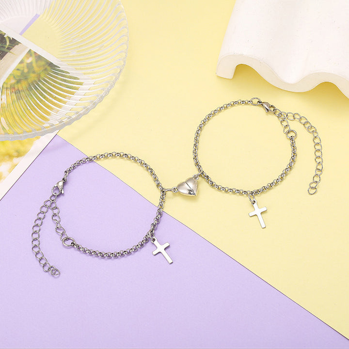 Versatile bracelet with cross and heart pendants Bowlift