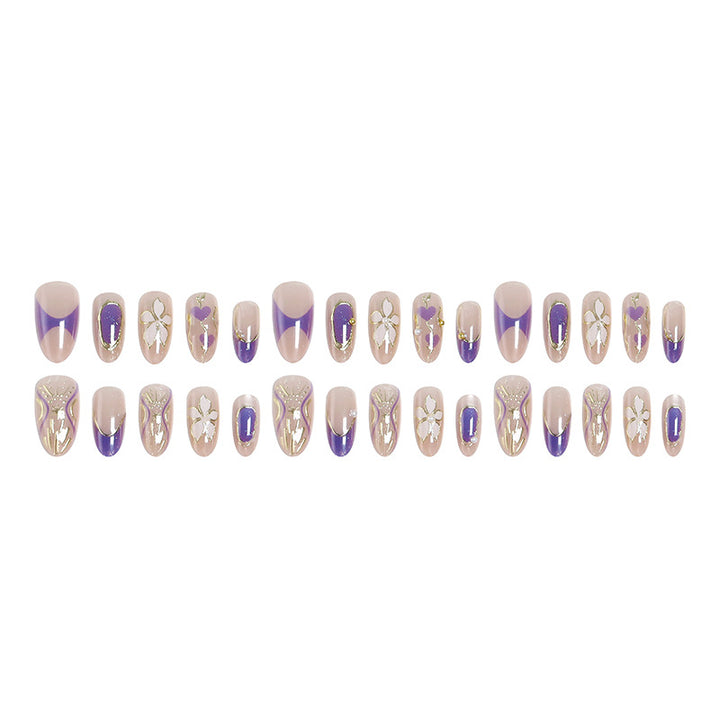 Artificial nail set with elegant flower and glitter details Bowlift