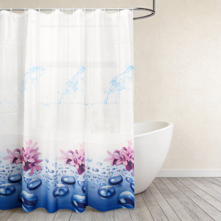 Floral Water-Resistant Shower Curtain Bowlift