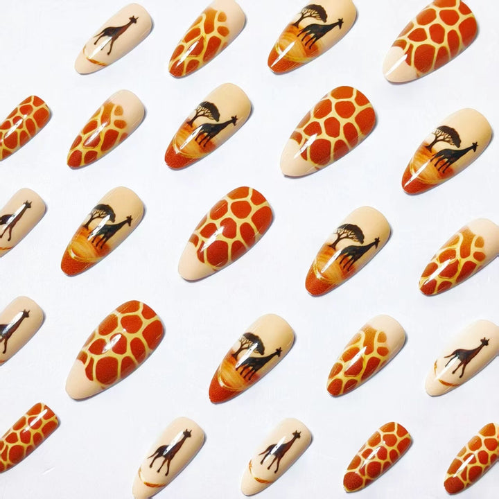 Nail art with animal motif and giraffe design Bowlift