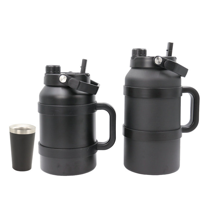 Ladies Insulated Stainless Steel Thermo Bottle with Practical Carry Handle Bowlift