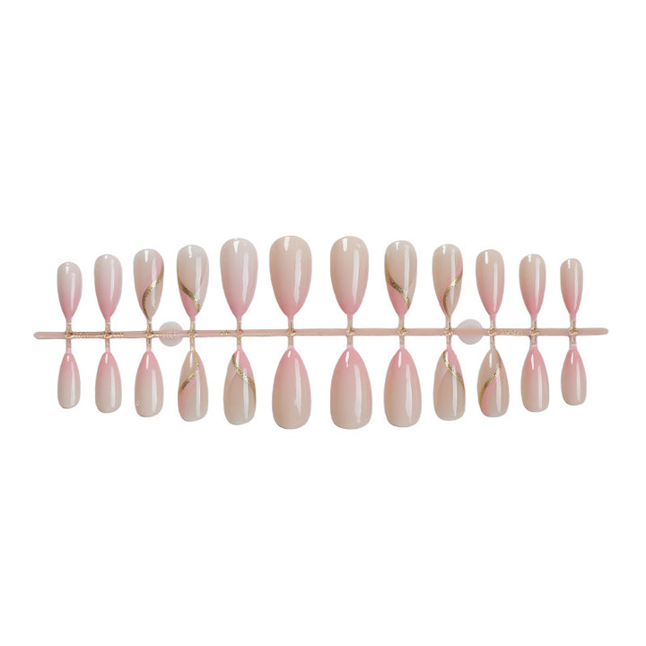 High-Quality Press-On Nails with Elegant Gold Accent Designs Bowlift