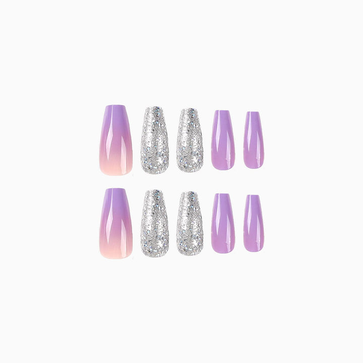 Artistic Nail Extensions with Glitter Design Bowlift