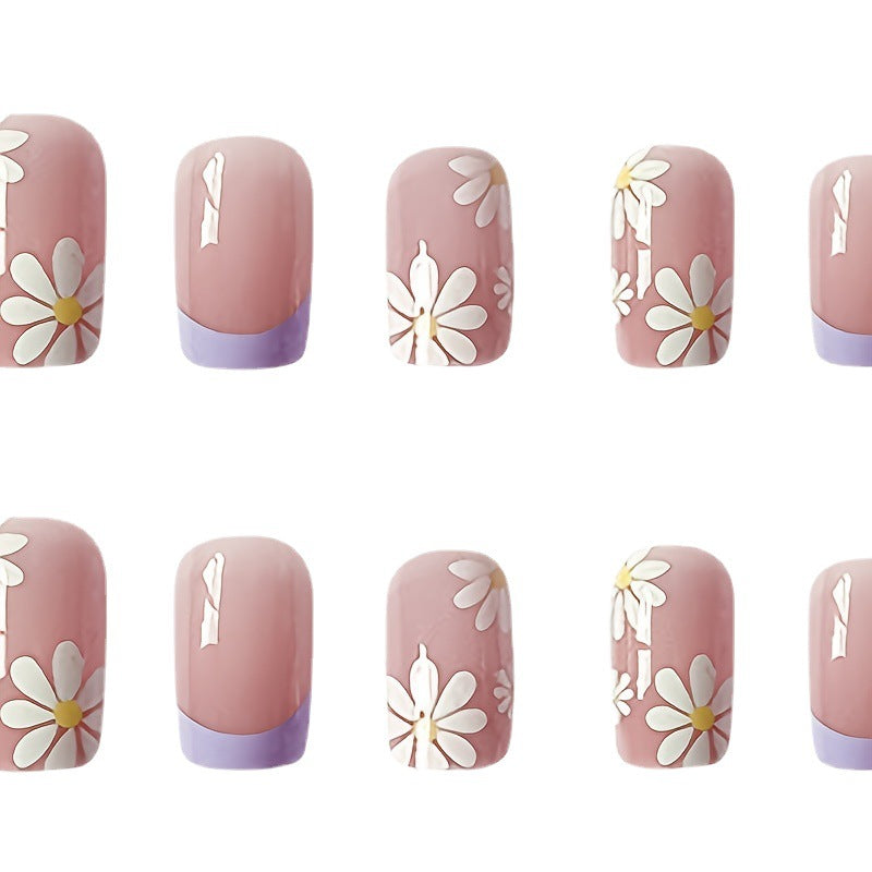 Artistic Floral Acrylic Nail Extensions Bowlift