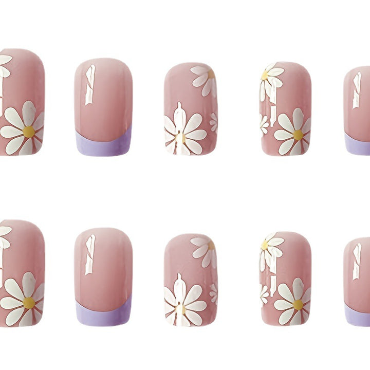 Artistic Floral Acrylic Nail Extensions Bowlift