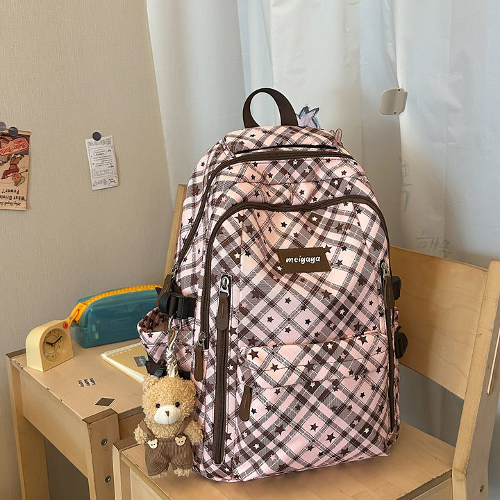 Playful Plaid Patterned Backpack