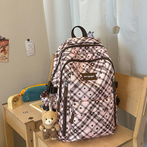 Playful Plaid Patterned Backpack