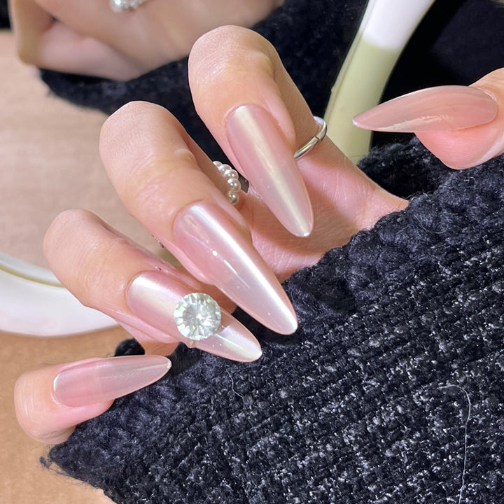 Glamorous Press-On Nail Set with Decorative Gemstone Accents Bowlift