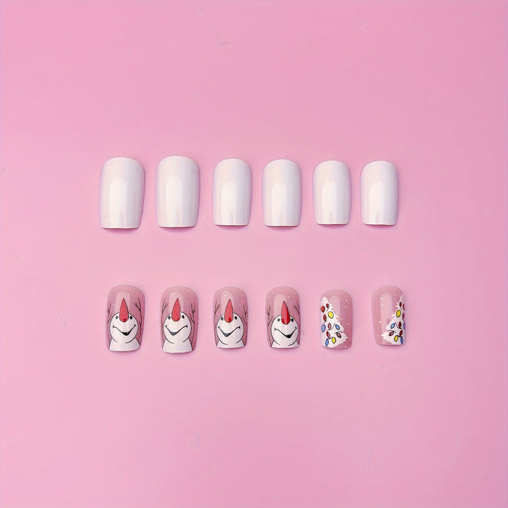 Artificial nails with Playful Festive Snowman Design Bowlift