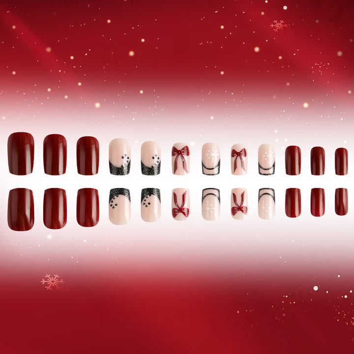 Festive Glamorous Press-On Nail Art Set Bowlift