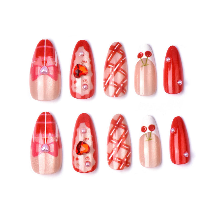 Creative nail art set with romantic heart designs and elegant decorations Bowlift