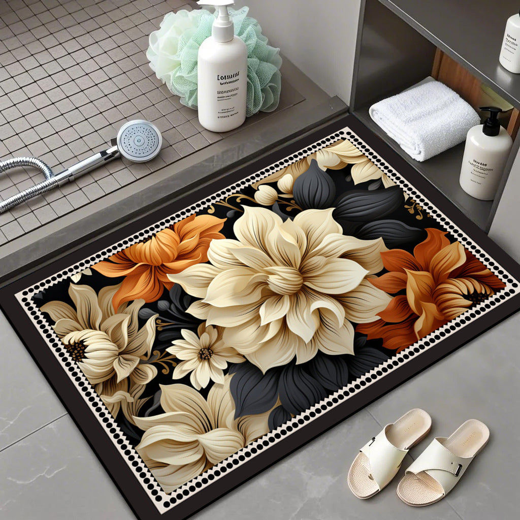 Floral Patterned Comfort Bath Mat Bowlift