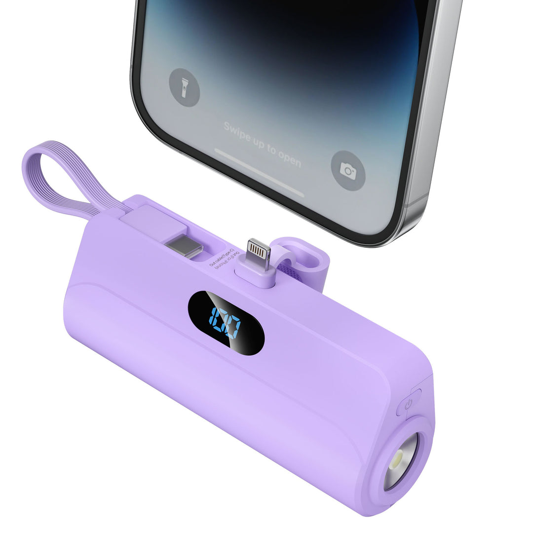 Compact power bank with integrated LED light Bowlift
