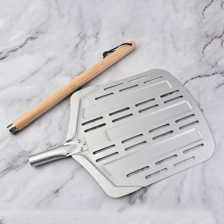 perforated aluminum pizza peel with detachable hardwood handle Bowlift
