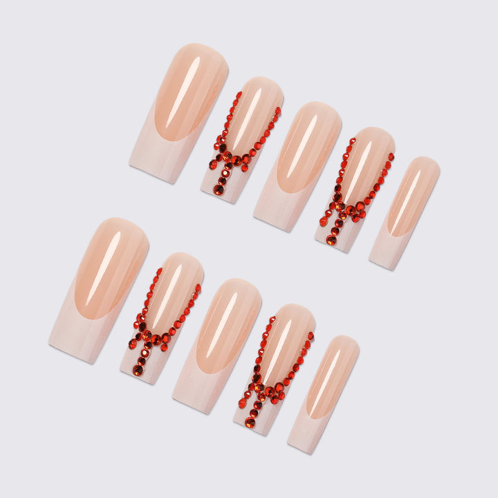 Decorative Press-On Nails with Gem Accents Bowlift
