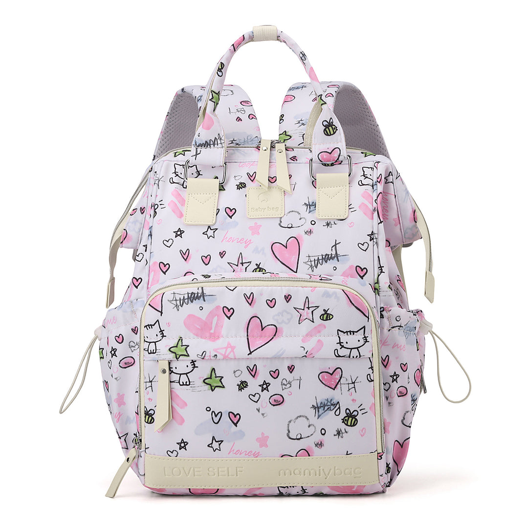 Playful Graphic Print Baby Diaper Backpack Bowlift