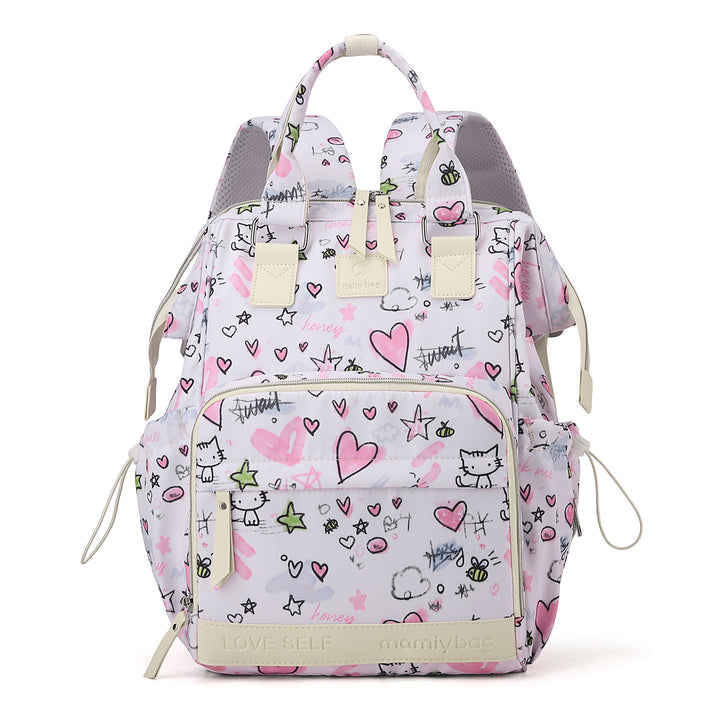 Playful Graphic Print Baby Diaper Backpack Bowlift