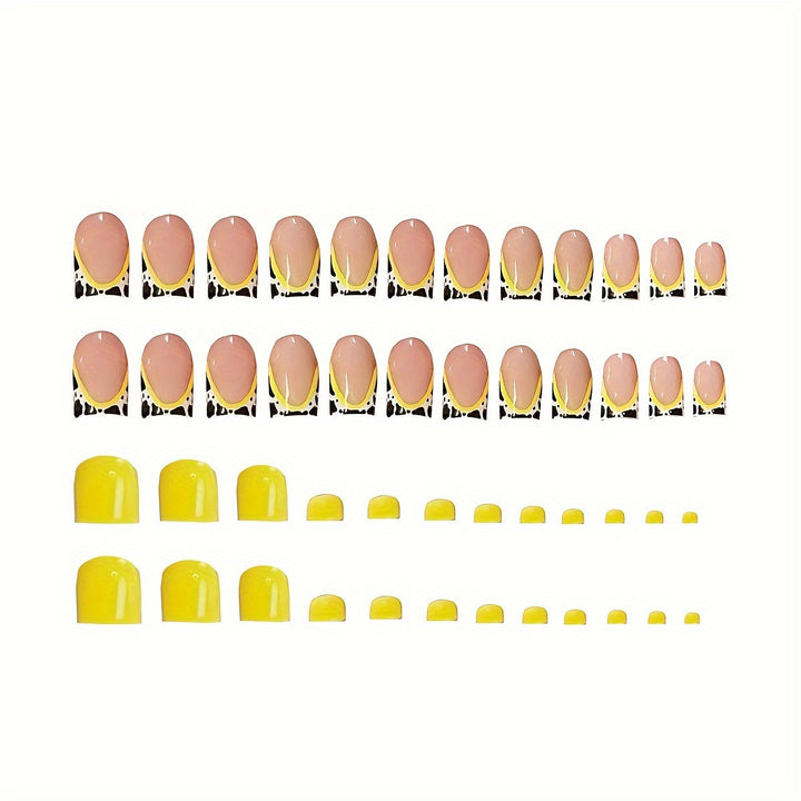 Artistic Yellow-Accent Nail Art Set Bowlift