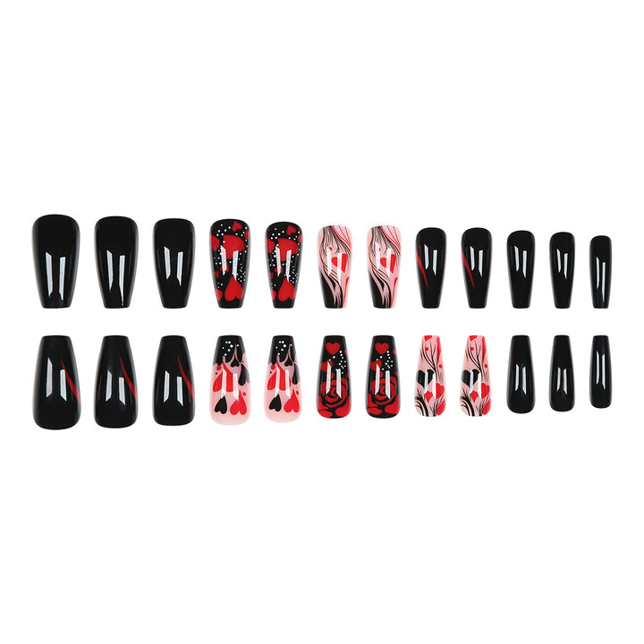 Heart-Design Artistic Press-On Nails Bowlift