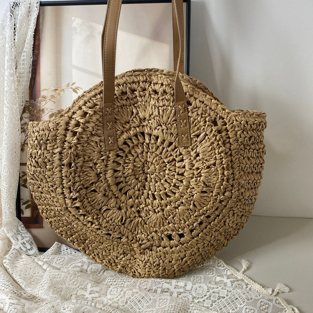 Handcrafted basket bag with unique circular pattern Bowlift