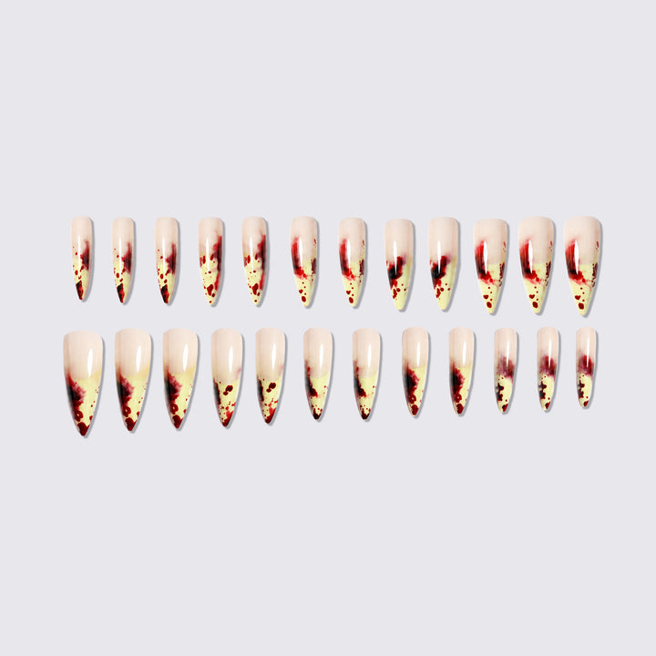 Artistic Stiletto Press-On Nail Set with Dripping Design Bowlift