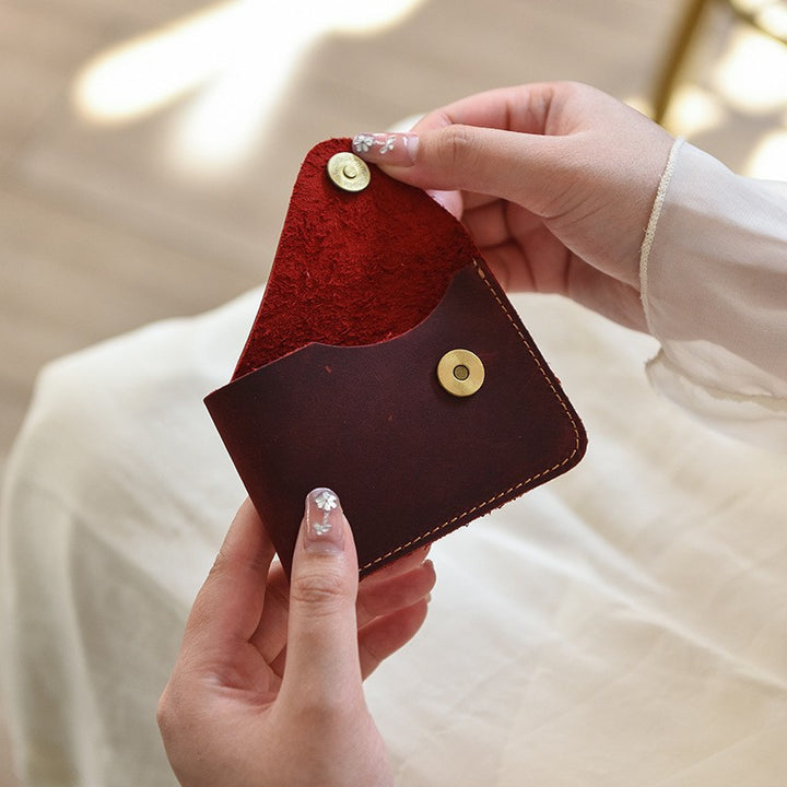Premium Leather Buttoned Cardholder Bowlift