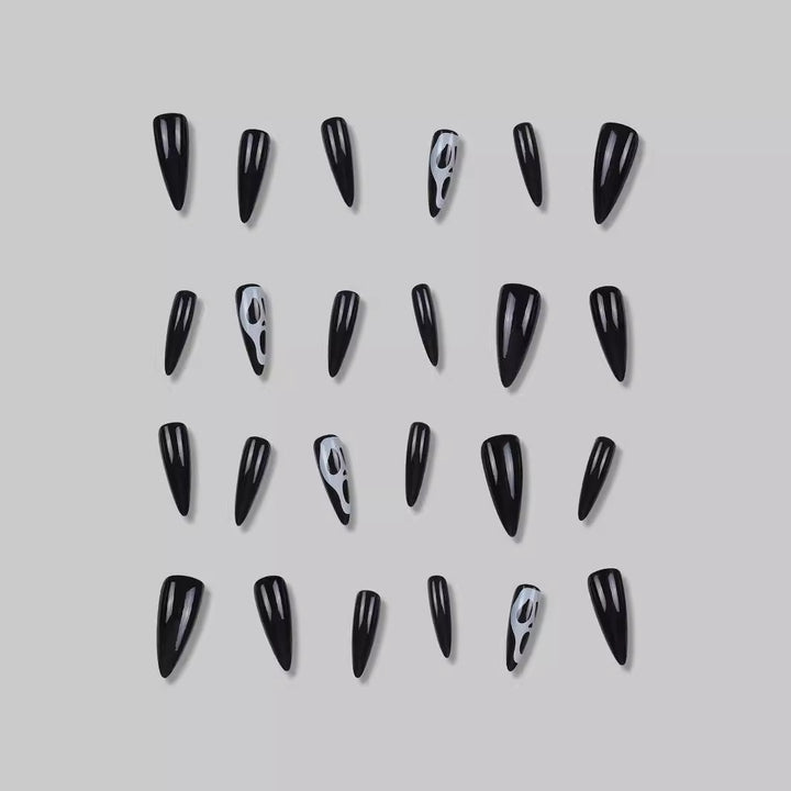 Artistic Stiletto Press-On Nails with Ghost Design Bowlift