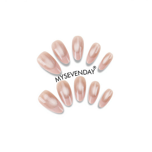 Elegant Press-On Nail Set with French Tip Design Bowlift