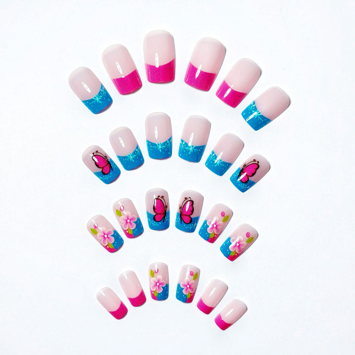 Artificial nails with creative flower and butterfly design Bowlift