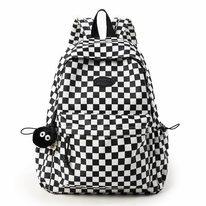 Checkerboard Print School Backpack Bowlift