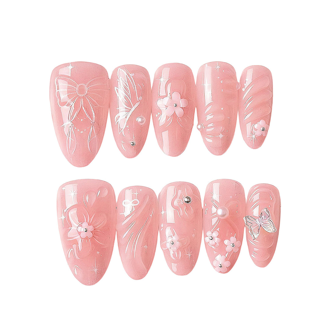Decorative Floral Press-On Nail Art Set Bowlift