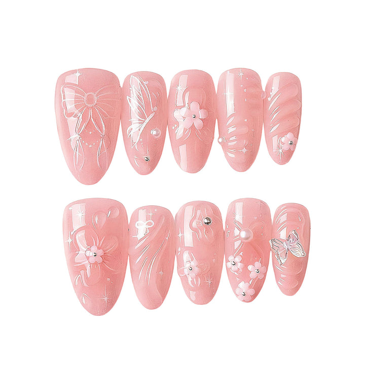Decorative Floral Press-On Nail Art Set Bowlift