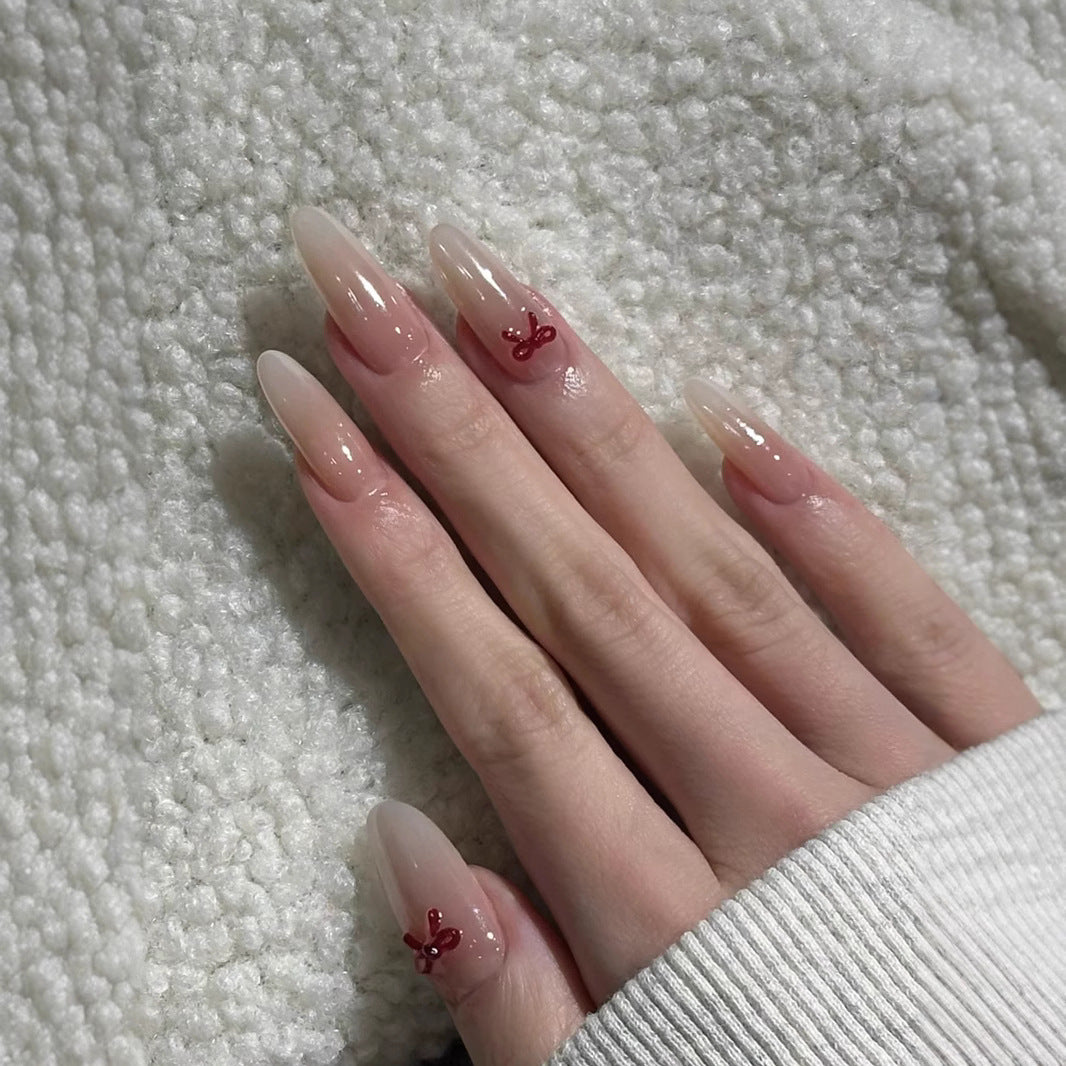 Elegant Stiletto Press-On Nails with Decorative Bow Accents Bowlift