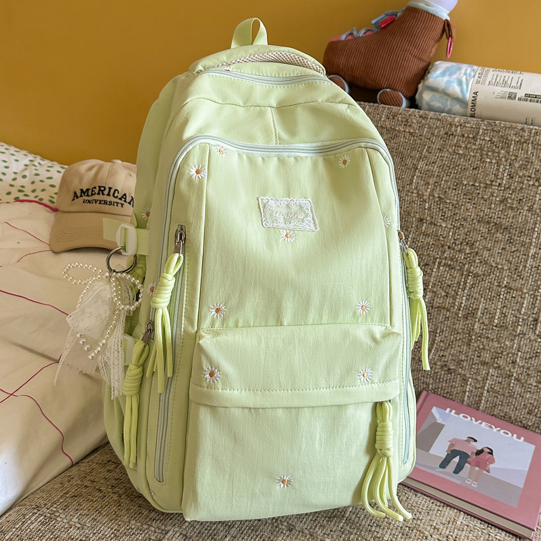 Fashionable Floral-Embellished Backpack