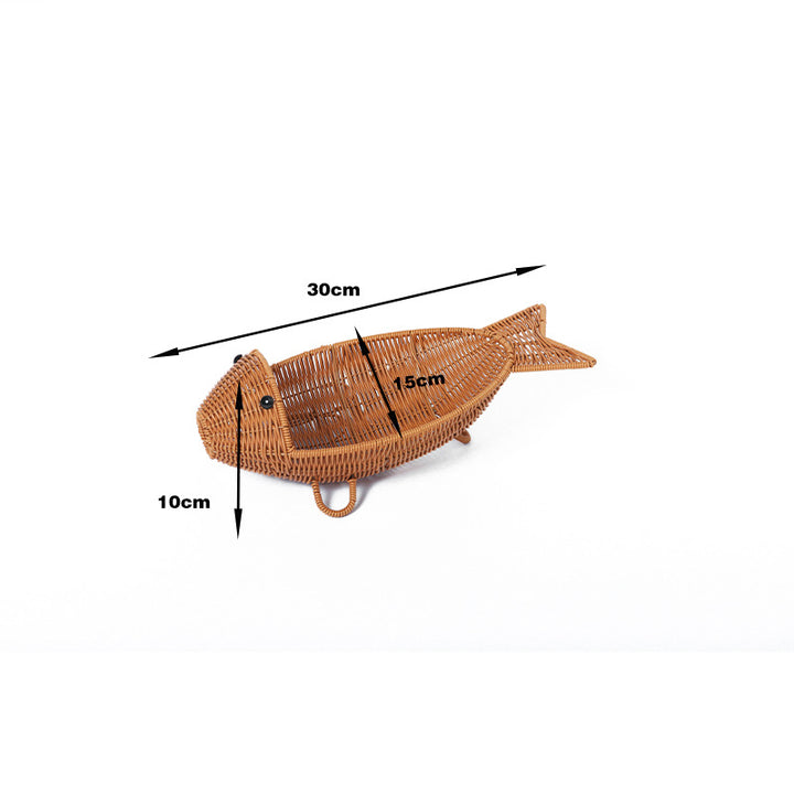 Decorative Woven Fish-Shaped Basket Bowlift