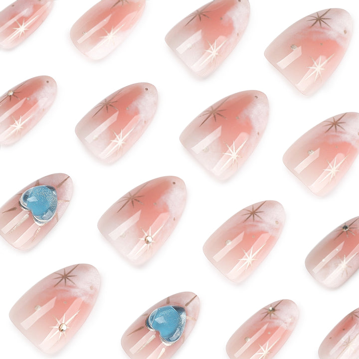 Nail design with decorative hearts and glitter accents Bowlift
